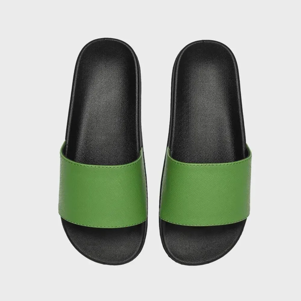 Minimalist Vegan Saffiano Leather Comfort Slides | Japanese Streetwear Sandals
